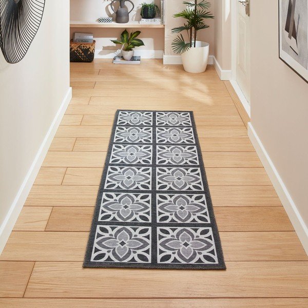 Skalbiamas tamsiai pilkos spalvos kilimas 76x230 cm Victoria Grey – Think Rugs-image-1
