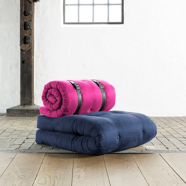 "Buckle up" fotelis / čiužinys, 70 cm, tamsiai mėlynas/rožinis