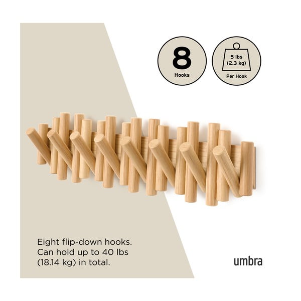 Natūralios spalvos iš pušies masyvo sieninė lentyna 61 cm Picket – Umbra-image-4