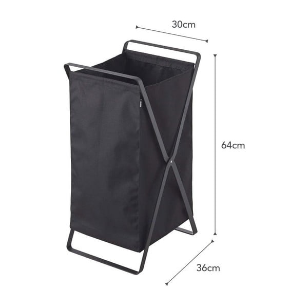 Juodas sulankstomas skalbinių krepšys YAMAZAKI Tower Laundry-image-2