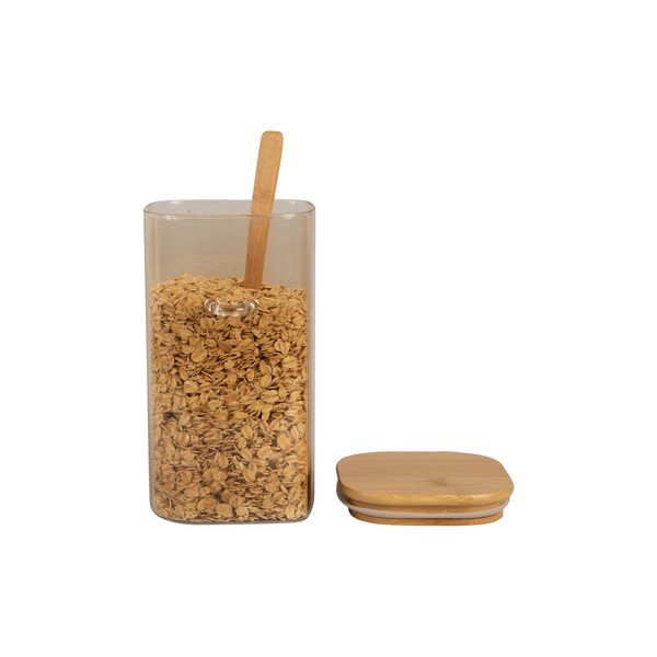 Rudos spalvos stiklinis indas su mediniu dangteliu ir šaukštu PT LIVING Canister, aukštis 19 cm-image-2