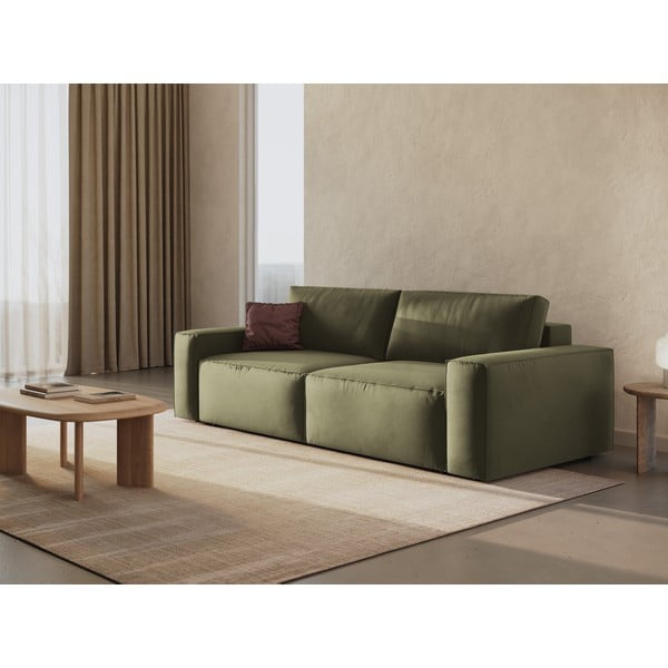 Žalios spalvos iš velveto sulankstoma/su sandėliavimo vieta sofa 247 cm Jodie – Micadoni -image-1