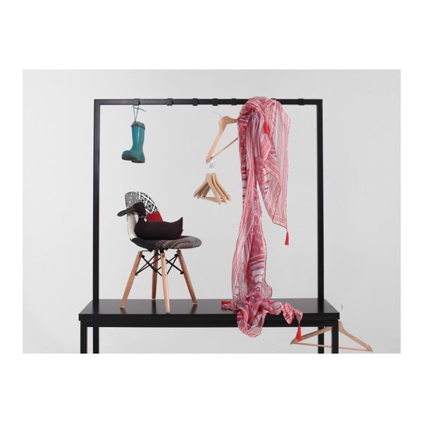 Juodos spalvos drabužių kabykla su juodu suoliuku CustomForm Next, plotis 120 cm-image-1