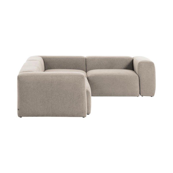 Smėlio spalvos kampinė sofa iš šenilinio audinio Blok – Kave Home-image-3