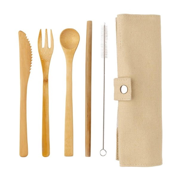 Kelioninis bambukinių stalo įrankių rinkinys su šiaudeliu, valymo šepetėliu ir pakuote XD Collection-image-4