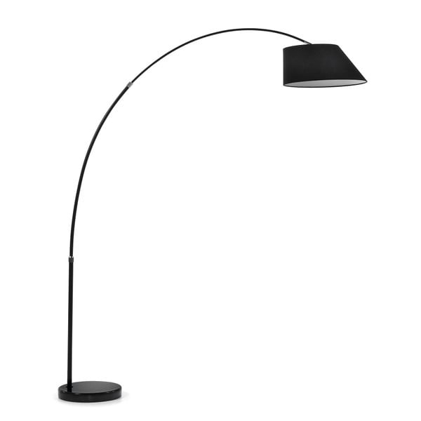 Juodos spalvos pastatomas šviestuvas (aukštis 189 cm) su tekstiliniu gaubtu May – Kave Home