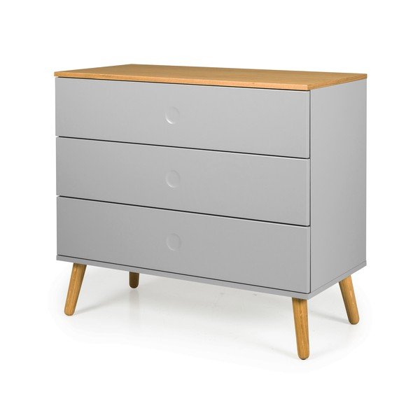 Pilka komoda su ąžuolinėmis kojomis Tenzo Dot, 90 x 79 cm-image-1