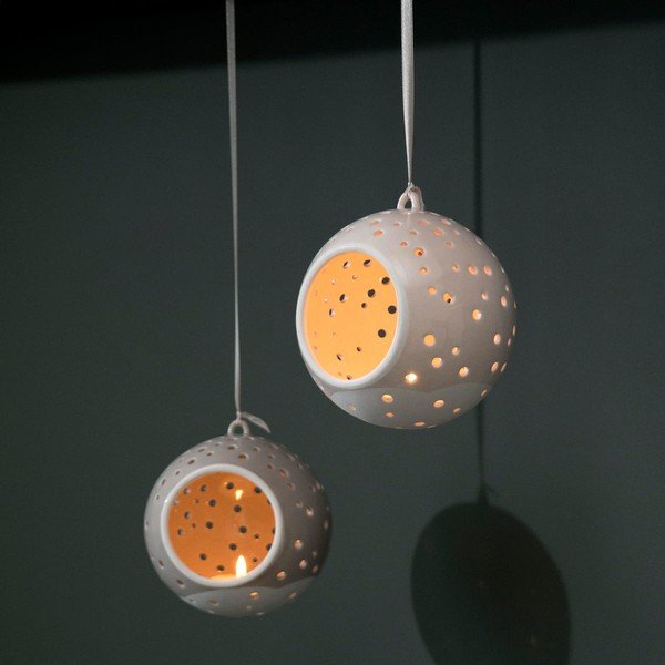 Balto kaulinio porceliano kalėdinė žvakidė Kähler Design Nobili, ⌀ 12 cm-image-2