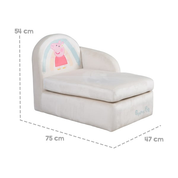 Iš velveto vaikiška sofa baltos spalvos 75 cm Peppa Pig – Roba-image-4