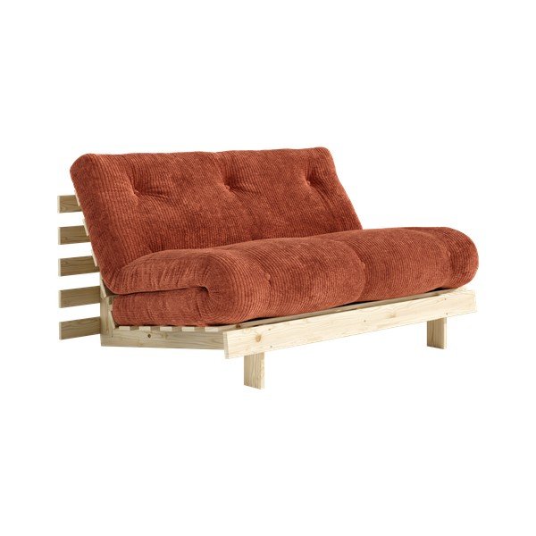 Terakotos spalvos sulankstoma sofa iš kordinio velveto 140 cm Roots – Karup