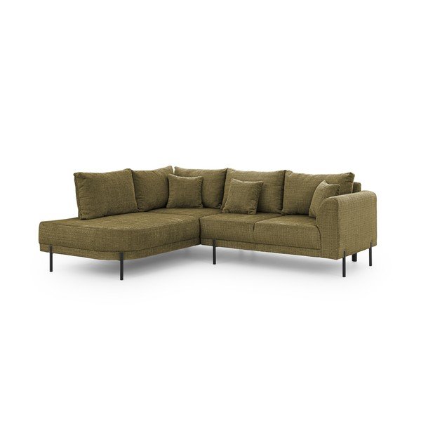 Žalios spalvos kampinė sofa iš šenilinio audinio (su kairiuoju kampu/„L“ formos) Mauris  – Ropez-image-2