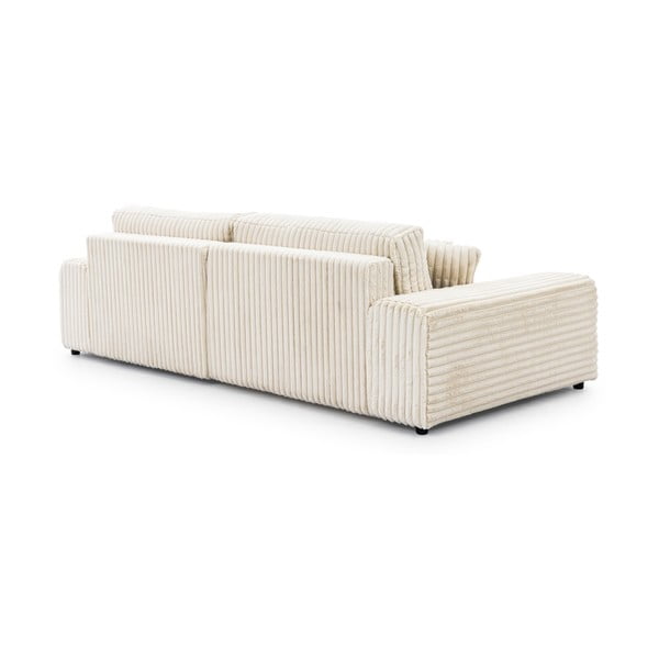 Kreminės spalvos iš kordinio velveto sulankstoma/su sandėliavimo vieta kampinė sofa (su dešiniuoju kampu) Sarina – Ropez-image-3
