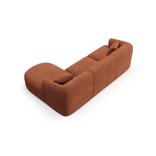 Terakotos spalvos kampinė sofa iš kordinio velveto (su dešiniuoju kampu/su gultu) Campi – Cosmopolitan Design-image-3