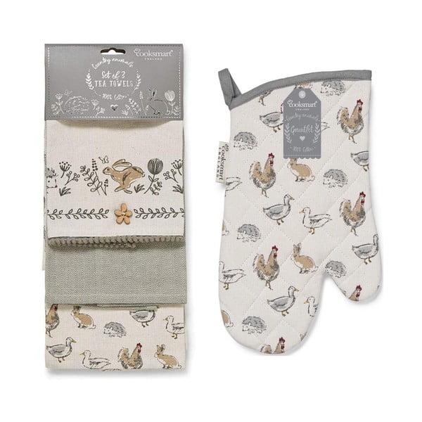 Rankšluostėlių ir puodų laikiklio rinkinys 4 vnt. Country Animals – Cooksmart ®