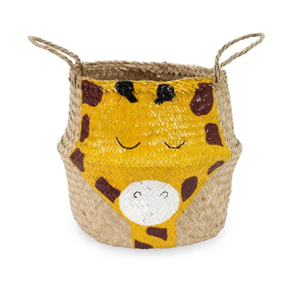 Iš jūržolės vaikiškas krepšys geltonos spalvos/natūralios spalvos ø 30x28 cm Giraffe – Compactor