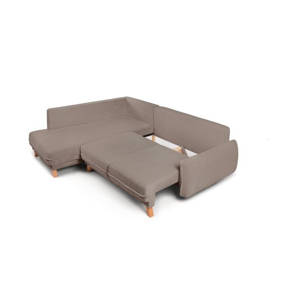 Taupe spalvos sulankstoma/su sandėliavimo vieta kampinė sofa iš kordinio velveto (su dešiniuoju kampu/„L“ formos) Tori – Bonami Selection-image-4