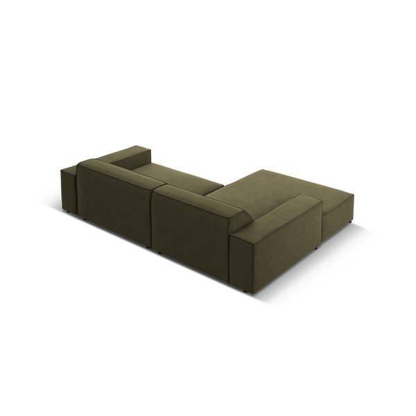 Khaki spalvos modulinė kampinė sofa iš velveto (su kairiuoju kampu/su gultu) Jodie – Micadoni -image-2