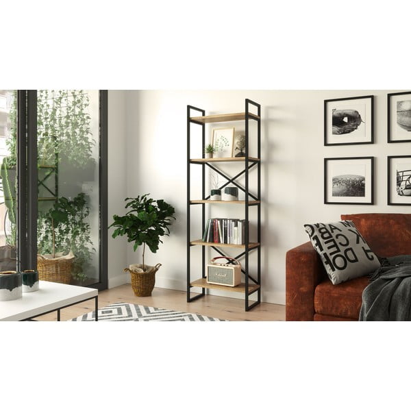 Juoda/natūrali pušies lentyna 58x175 cm Nicol - Kalune Design-image-3