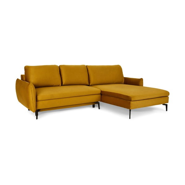Geltona sofa-lova Bonami Selection Fira, dešinysis kampas
