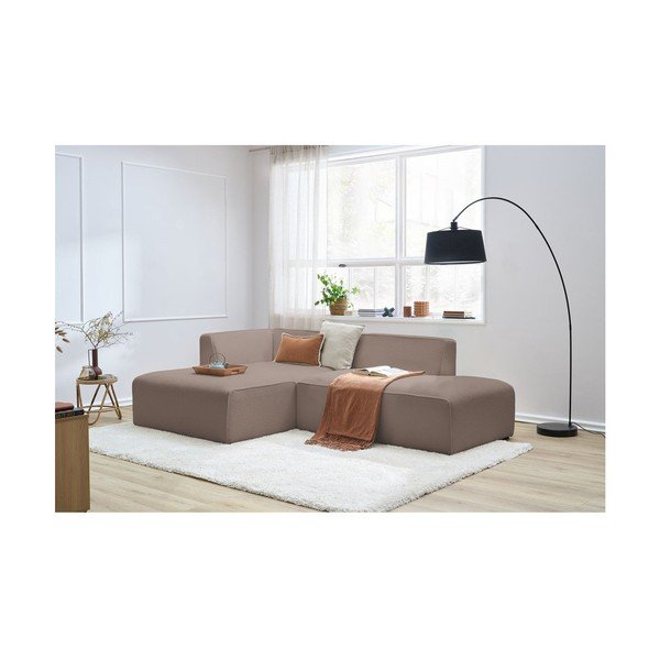 Rudos spalvos iš boucle modulinė kampinė sofa (su kairiuoju kampu/„L“ formos) Megeve – Bobochic Paris-image-4