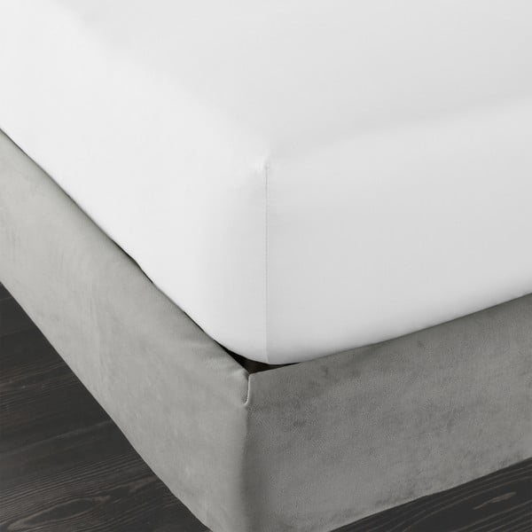 Baltos spalvos iš satino medvilnės paklodė su guma 150x200 cm Cotton Sateen – Bianca-image-3