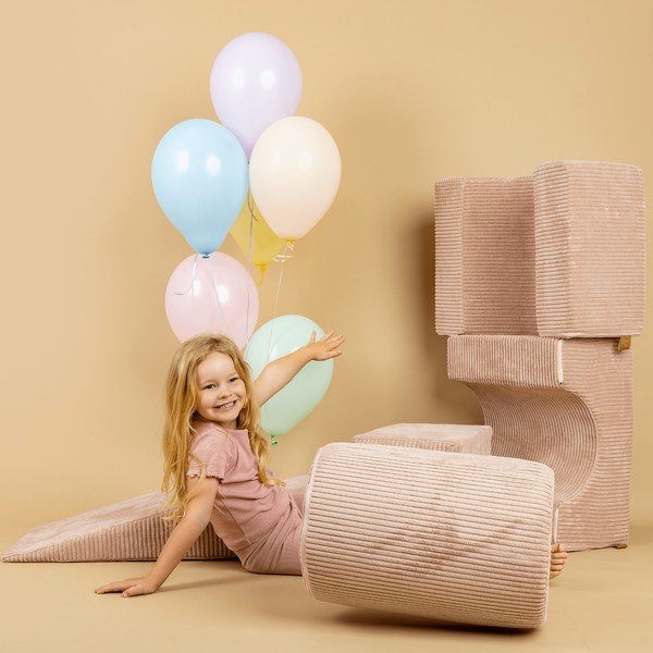 Rožinės spalvos iš velveto putų žaidimų aikštelė 4 vnt. aukštis 30 cm 45x170 cm Montessori – Meowbaby-image-2