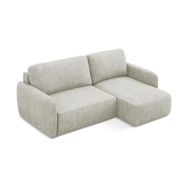Kreminės spalvos iš šenilinio audinio sulankstoma/su sandėliavimo vieta kampinė sofa (su dešiniuoju kampu/su gultu) Lilo – Makamii-image-4