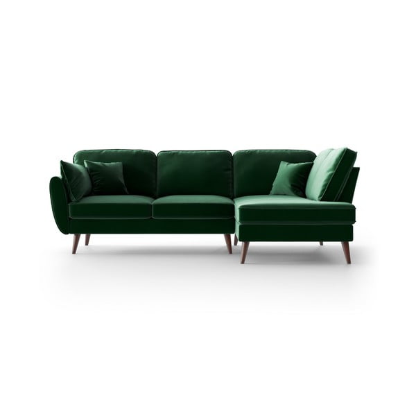 Žalia aksominė kampinė sofa My Pop Design Auteuil, dešinysis kampas