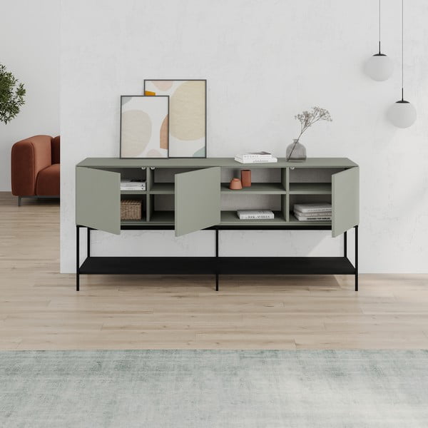 Šoninė spintelė žalios spalvos/juodos spalvos 180x80x40 cm Amira – Marckeric-image-3