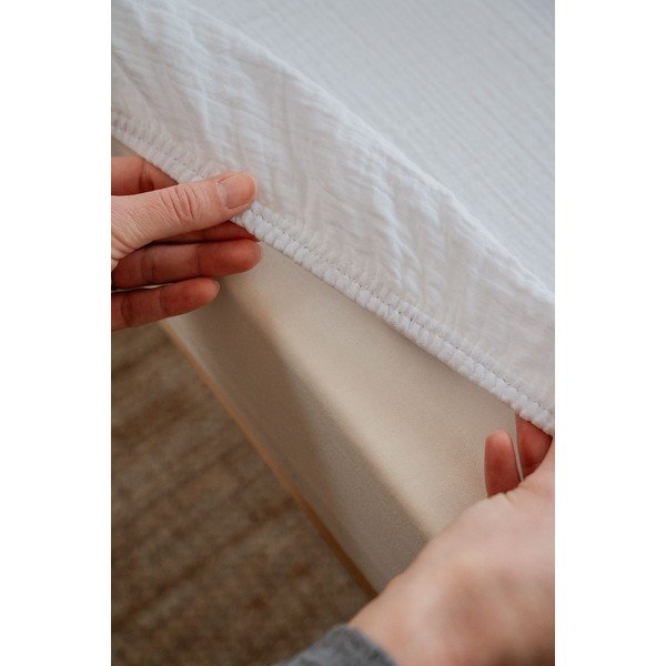 Baltos spalvos iš muslino vaikų patalynė vaikiškai lovai su guma 60x120 cm Burumcuk – Mijolnir-image-3