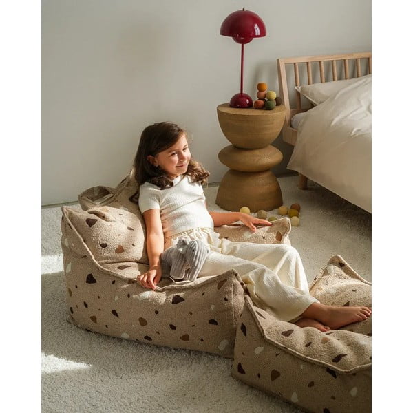 Šviesiai rudos spalvos iš boucle/iš šenilinio audinio vaikiškas sėdmaišis Terrazzo Chair – Wigiwama-image-1