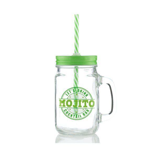 Stiklinė su dangteliu ir šiaudeliu InnovaGoods Mojito, 450 ml