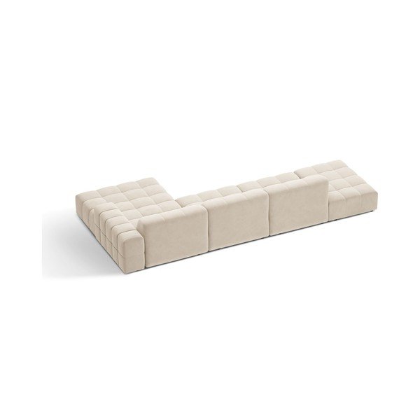 Kreminės spalvos kampinė sofa iš velveto (su dešiniuoju kampu/su gultu) Chicago – Cosmopolitan Design-image-2