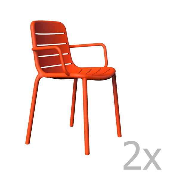 2 raudonų sodo kėdžių rinkinys "Resol Gina