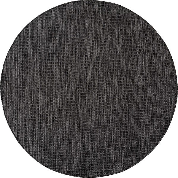 Juodos spalvos apvalios formos lauko ir vidaus kilimas ø 120 cm Mira 1450 – Ayyildiz Carpets