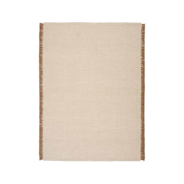 Rankų darbo kreminės spalvos iš medvilnės mišinio kilimas 200x300 cm Channa – Jotex