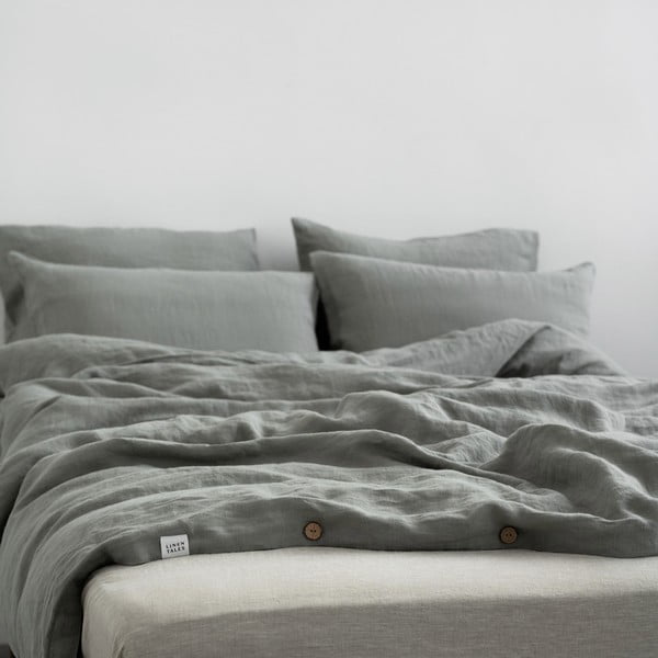 Viengulė patalynė khaki spalvos iš lino 140x200 cm – Linen Tales-image-4