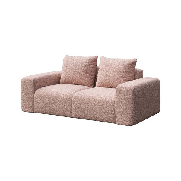 Sofa šviesiai rožinės spalvos iš boucle 212 cm Feiro – MESONICA-image-2