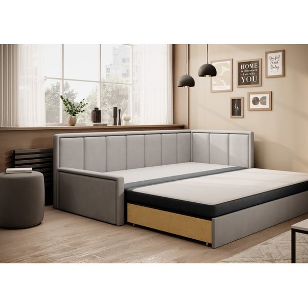 Pilkos spalvos iš šenilinio audinio sulankstoma/su sandėliavimo vieta sofa 214 cm Fulgeo – ELTAP-image-2