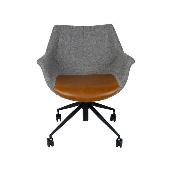 Pilka biuro kėdė su rudomis detalėmis Zuiver Doulton-image-2