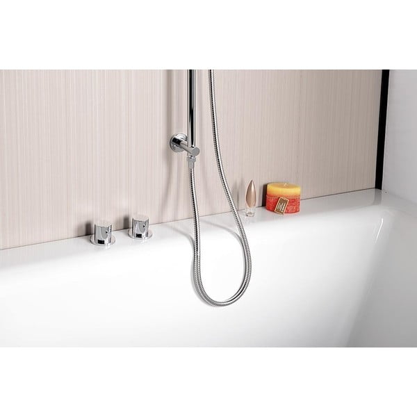 Sieninis iš žalvario dušo užuolaidų karnizas blizgios sidabrinės spalvos stumdomas laikiklis/su vandens išleidimo anga 76 cm Daniela – Sapho-image-4