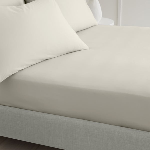 Smėlio spalvos iš medvilninio perkelio paklodė su guma 90x190 cm Cotton Percale – Bianca-image-1