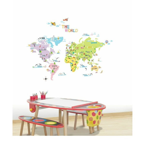 Ambiance pasaulio žemėlapio rinkinys vaikams sieniniams lipdukams