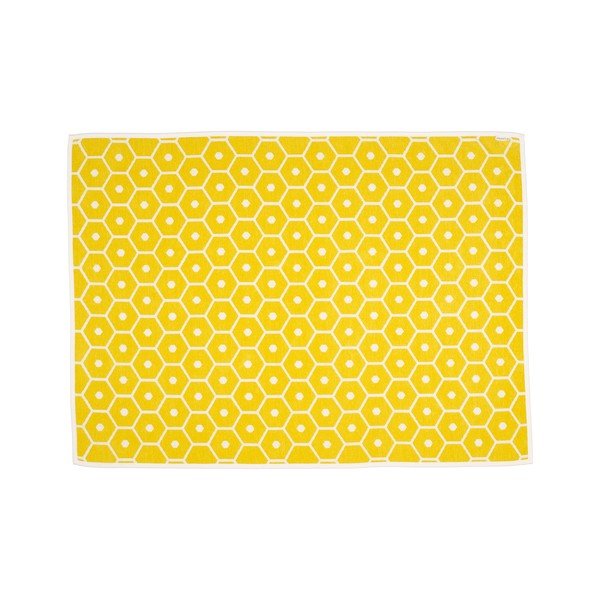 Geltonos spalvos iš vilnos mišinio antklodė ir pledas 140x180 cm Honey Lemon – Pappelina