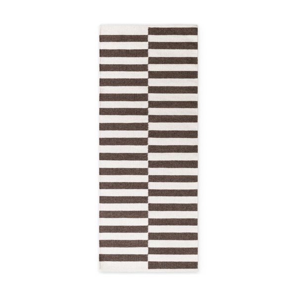 Apverčiamas/rankų darbo baltos spalvos/rudos spalvos iš vilnos kilimas 80x200 cm Vika – Hanse Home
