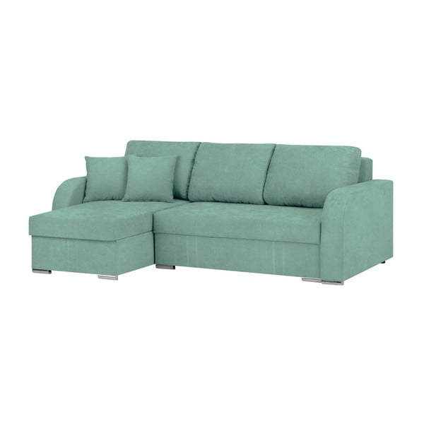 Mėtų žalios spalvos kampinė sofa-lova su laikymo vieta "Melart Louise", kairysis kampas-image-3