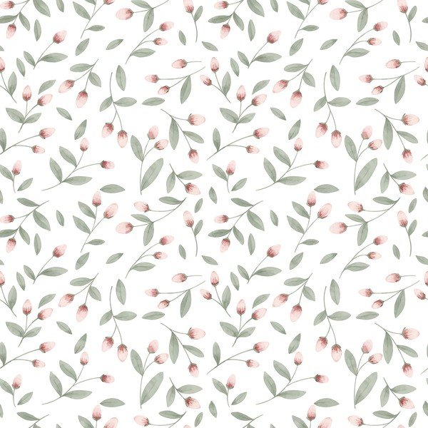 Vaikiški tapetai iš neaustinio audinio 10 m x 50 cm Flower Buds – Lilipinso