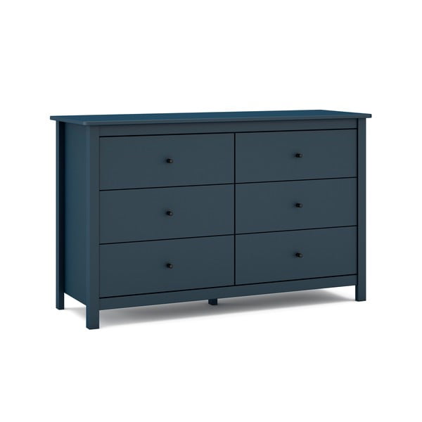 Tamsiai mėlyna žema pušies komoda 130x80 cm Misti - Marckeric-image-3