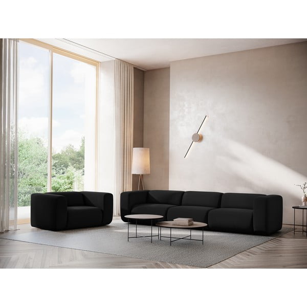 Juodos spalvos iš velveto sofa 228 cm Ekahi – Makamii-image-1
