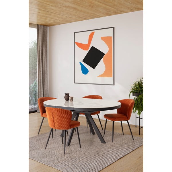 Iš keraminės plokštės apvalios formos prailginamas valgomojo stalas su papildomu stalviršiu ø 120 cm Bela – Marckeric-image-2